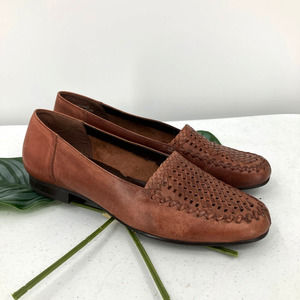 Naturalizer Boho Brown Jelly Coffee Bean Woven Soft Leather Heel Lea Loafer Shoe